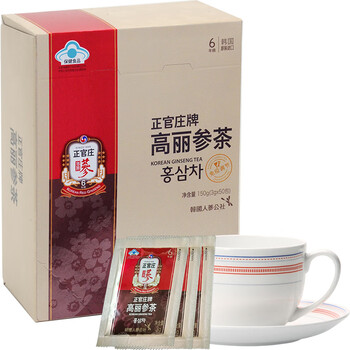 正官庄 人参 韩国原装进口 六年根红参 高丽参茶150g(3g*50袋) 免疫力 丰富皂苷 节日健康礼物滋补礼品补品