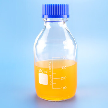 冰禹 BY-2464 蓝盖试剂瓶透明 丝口玻璃瓶 螺纹口带刻度 500ml（起订2个）
