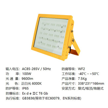 依客思（EKSFB）LED防爆投光灯 EKS97-N 100W 白光（壁式/吸顶/抱箍式）