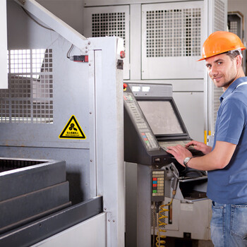 趣行 当心机械伤人 三角形中英文图示版墙贴不干胶10片装 标识牌消防检查工厂房施工注意安全检查警示牌