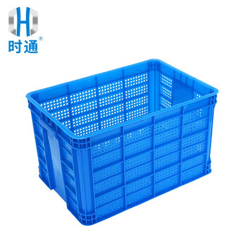 时通加厚塑料筐长方形水果蔬菜周转筐快递物流收纳框服装筐595*410*325mm周转筐560白色