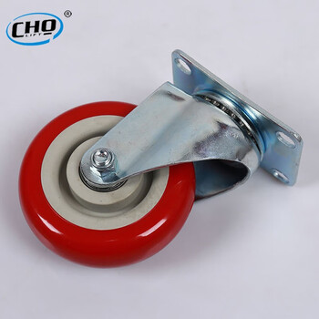 储力小推车工业尼龙PU脚轮3寸4寸5寸定向万向脚轮手推车轮运输双轴承枣红轮2个3寸万向带刹