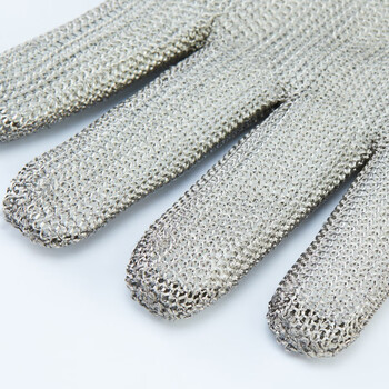 星工（XINGGONG）防割手套 不锈钢丝5级防刀刃切割防咬耐磨劳保手套短款 蓝色1只