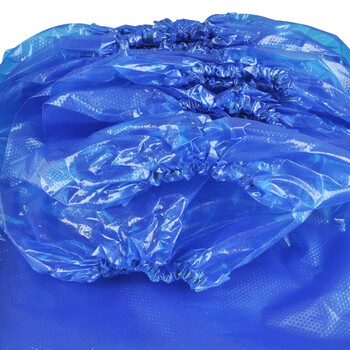 安美尚（ams）一次性PE鞋套高筒加厚靴套牧场养殖场用18G加厚靴套10包（25双/包，5双/捆）定做 蓝色