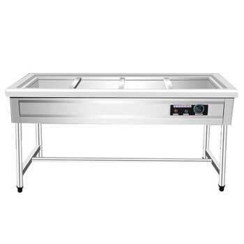 SB 不锈钢电热保温汤池 快餐小吃车 打菜台 售饭台 下花格加厚五格 一台装 此单品不零售 企业定制