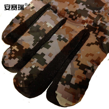 安赛瑞 加绒迷彩手套 冬季防寒防滑保暖全指手套 户外加厚保暖棉手套 迷彩绿 25559