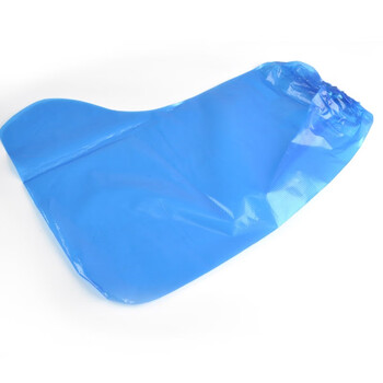 安美尚（ams）一次性PE鞋套高筒加厚靴套牧场养殖场用18G加厚靴套10包（25双/包，5双/捆）定做 蓝色