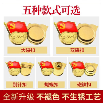 格立特（gelite）【不褪色】镀金标准款 最新版2025党徽胸章 新党员徽章  厚2mm 双面强磁 磁扣款5个装
