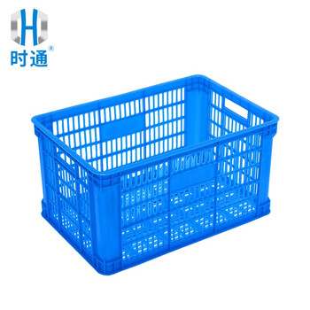 时通加厚塑料筐长方形水果蔬菜周转筐快递物流收纳框服装筐450*305*240mm周转筐B4