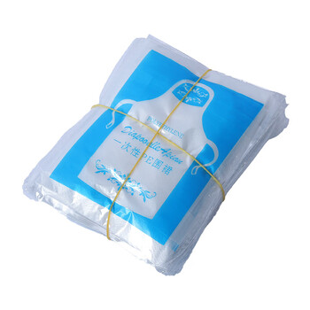 者也 一次性加厚PE透明围裙防水防油系带围腰 100只装 每只独立包装 