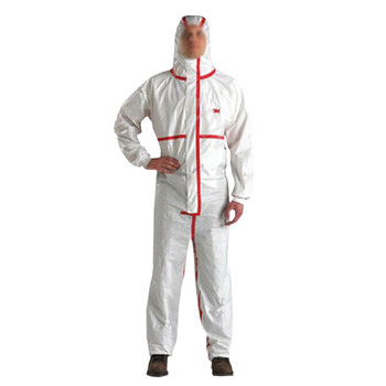 3M防护服4565带帽带红色胶条连体有效防护液体浸润液态化学品喷洒白色XXL码1件装货期7天