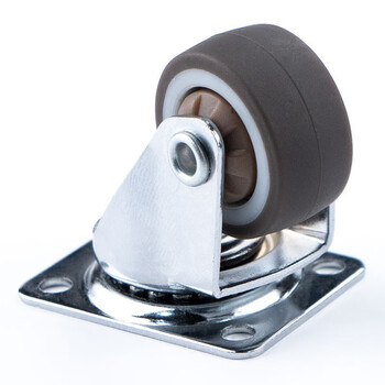 海斯迪克 HKCL-395 轻音家具轮 橡胶平底脚轮 花架轮电器轮 旋转小轮子 1寸平底刹车