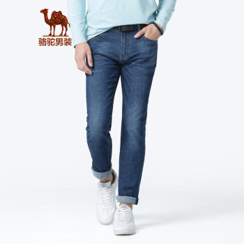 骆驼（CAMEL）男装 春季牛仔裤男直筒商务休闲男士薄款弹力长裤子 蓝色 32