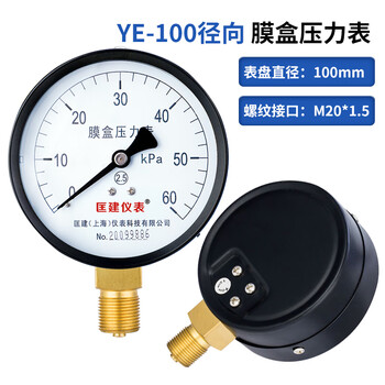 匡建仪表（CONJANT）YE-100膜盒压力表 千帕表天然气表燃气表微压表 0-60kpa