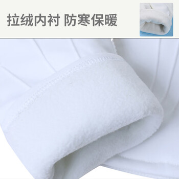 者也（ZYE）执勤阅兵加绒厚手套 三筋点胶防滑棉手套 白色 L码 