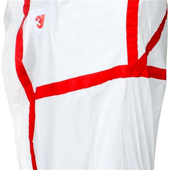 3M 4565 防护服 白色带帽红色胶条 工业实验室防尘防化学喷溅 可备注尺寸