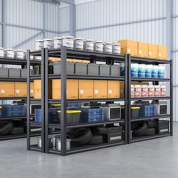 海客艺佳 货架仓储仓库多功能展示架多层储物架中型200KG/层承重四层黑色白色100*40*183