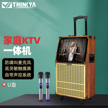 thinkya家庭ktv音响套装ktv点歌机一体机户外卡拉ok音响套装双人豪华