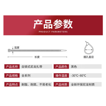 联嘉 尼龙扎带 塑料绑带 电缆捆扎带 束线扎线带 黑色 非标 4×250mm 250根