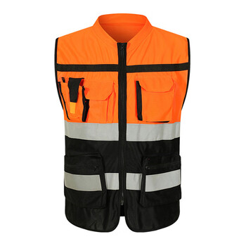 者也（ZYE）领导监察款反光背心施工程荧光服施工马甲多口袋交通骑行路政安全 橙黑拼接