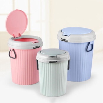 庄太太 卡其色16L两个 客厅卫生间带盖垃圾桶挂式办公室ZTT-9027