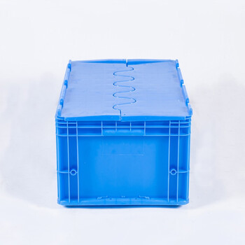 知旦 物流箱 外径:605*400*340mm物流箱物流周转箱储物箱仓库车间工业物流胶箱 ZWL-600340F 蓝色翻盖