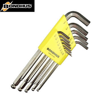 BONDHUS美国原装进口波顿白色英制加长球头13件套内六角扳手套装短弯身16937六角匙螺丝刀  Protanium钢 现货
