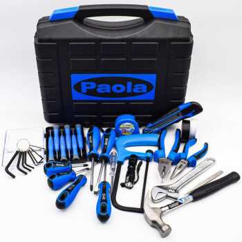 保拉（Paola）32件套工具箱 高品质尖嘴钢丝钳锤子内六角扳手螺丝刀套装 物业电工维修组套8012