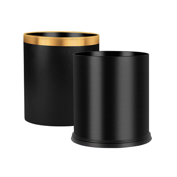 庄太太【圆形10L烤漆双层】商用酒店客房小型双层垃圾桶