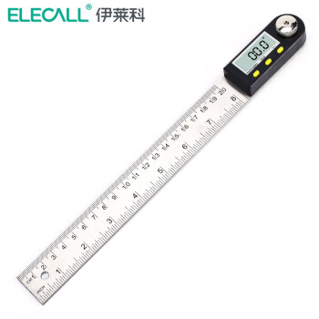 伊莱科(ELECALL)数显角度尺高精度不锈钢电子角度规量角器角尺测量仪 白色 0-200mm 7 