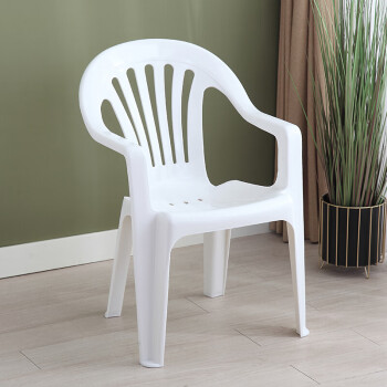 李绅加厚塑料椅子靠背扶手椅大排档餐桌椅凳子沙滩椅简约餐椅家用白色