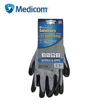 麦迪康 1152E 防滑丁腈耐磨手套 13针尼龙手套芯劳保手套黑灰色 12双/包 定做1包 10码