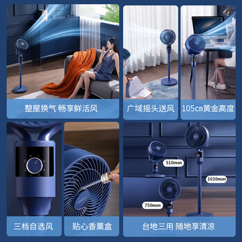 康佳（KONKA）空气循环扇电风扇家用风扇台式摇头小风扇立式换气扇轻音电扇大风量交流定频落地扇KXHS-1801-P