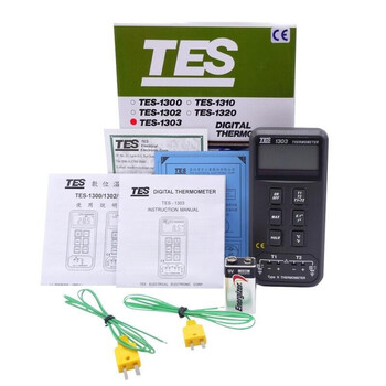 泰仕 TES-1303 温度表 双通道数显温度表K型表面热电偶温度计 1年维保