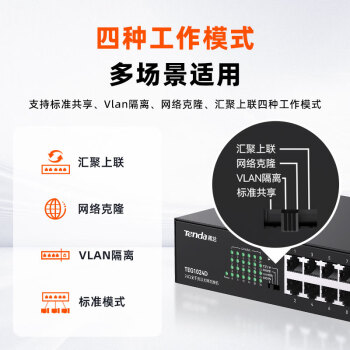 Tenda腾达24口千兆桌面型网络交换机 钢壳机架式 企业工程网络专用分线器 TEG1024D