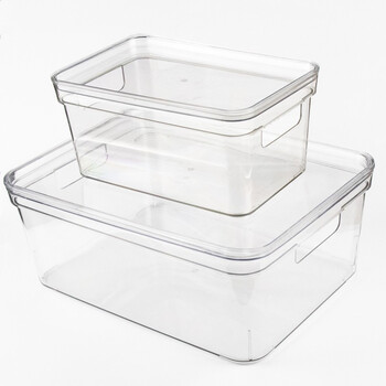 海斯迪克 HKCL-244 桌面提手PET收纳盒 高透明塑料防尘收纳箱 小号260*170*120（1个）