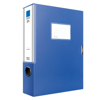 得力(deli)10只55mmA4粘扣档案盒塑料文件盒 文件收纳资料盒 办公用品 升级背条孔槽 27036蓝色