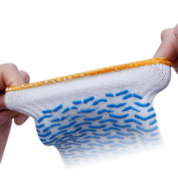 者也（ZYE）防滑耐磨棉纱点塑手套搬货工地车间透气防护手套 蓝纹棉纱防滑手套【12双】