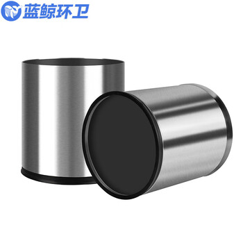 蓝鲸环卫【圆形不锈钢双层10L】酒店商用垃圾桶LJHW-N0012