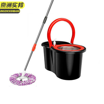 京洲实邦【果绿色加厚款全钢配置+2拖头】旋转拖把桶双驱动拖把创意免手洗好神拖JZSB8054