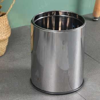 庄太太 15L无钢圈防漏水 不锈钢垃圾桶酒店办公厕所简约ZTT-9004
