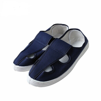 安美尚（ams）四眼鞋 帆布工鞋带孔 PVC底 企业定制 10双 45 深蓝色