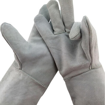 威仕盾（WESTUN）G-2112L-15 38CM加长牛二层皮电焊手套 灰色 L码 1副