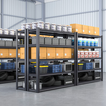 海客艺佳 120*40*198货架仓储仓库多功能展示架多层储物架中型200KG/层承重四层黑色白色