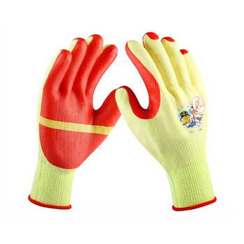 牛郎星劳保手套 胶片手套 胶皮防滑手套 防护手套 户外手套线手套 NL-198 黄红 均码