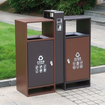 迪恩斯（DEANS）户外垃圾桶市政 垃圾分类两分类环保室外小区街道公园广场商用大号果皮箱垃圾箱 咖啡色镀锌板