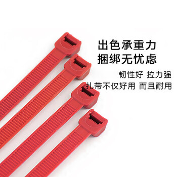 飞尔（FLYER）红色尼龙扎带 主机装机 园艺线缆 桌面理线束线捆扎绑带【国标 200×4.8mm 500条】