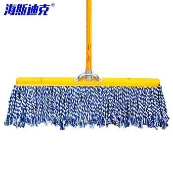 海斯迪克 尘推平板拖把排拖 74CM蓝白棉线木杆 办公室家政工厂车间商场保洁吸水去污可拆卸 (1个装) HK-8026
