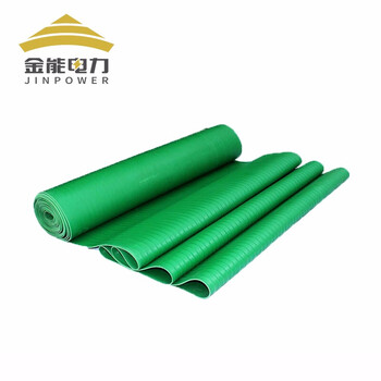 金能电力 高压绝缘垫橡胶垫配电房绝缘地毯5mm厚 配电室绝缘胶垫10kv绿色10m/卷 常规条纹防滑型