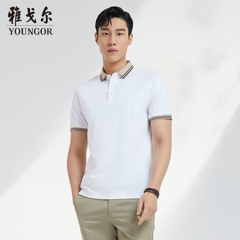 雅戈尔t恤男士2022夏季青年男士商务休闲短袖t恤vspc533064bca漂白xl